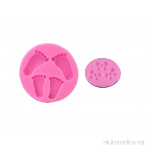 Babycola's Mum（Set of 2） Baby Cake Theme Mold ——Silicone Baby Feet Fondant Mold Cake Mold Chocolate Mold Soap Mold Baking Tool Bow Molds for Candy Cake Decorations Color Pink - B078R6HT1G